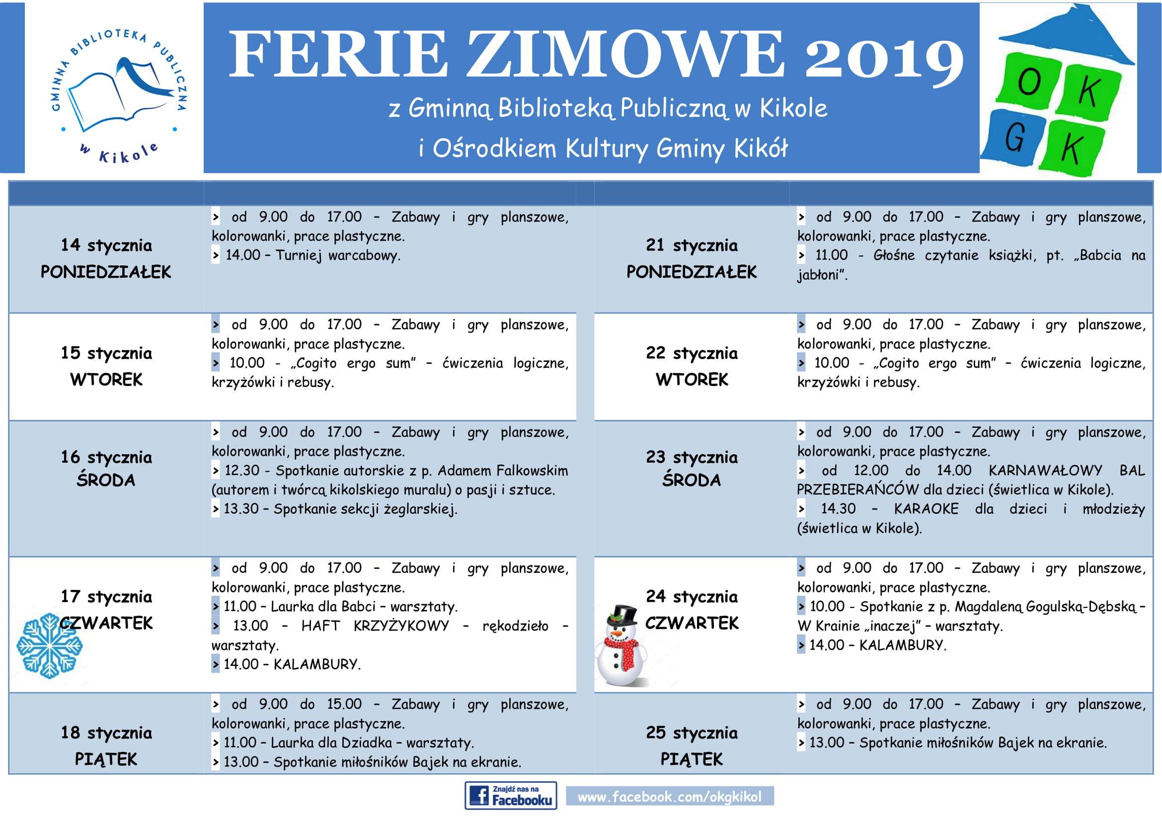 Program Ferii Zimowych w Kikole 2019 1