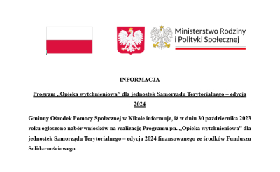 INFORMACJA Program „Opieka wytchnieniowa” dla jednostek Samorządu Terytorialnego – edycja 2024