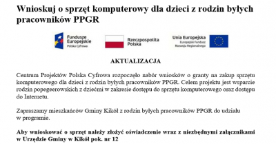 Wnioskuj o sprzęt komputerowy dla dzieci z rodzin byłych pracowników PPGR