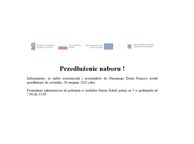 Przedłużenie naboru ! do Dziennego Domu Pomocy
