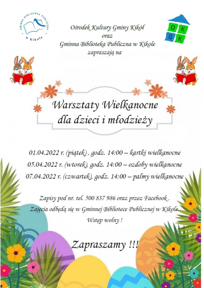 Zapraszamy do zapisów na warsztaty🐰