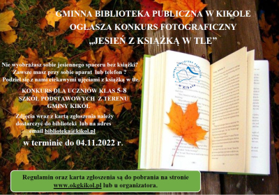 Konkurs fotograficzny „Jesień z książką w tle” - plakat