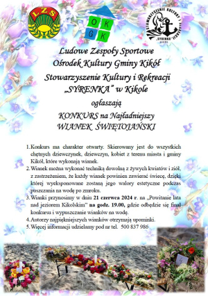 Serdecznie zapraszamy do udziału w Konkursie na Najładniejszy Wianek Świętojański 🙂