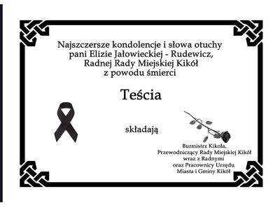 Kondolencję dla E. Jałwieckiej-Rudewicz