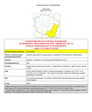OSTRZEŻENIA METEOROLOGICZNE ZBIORCZO NR 174