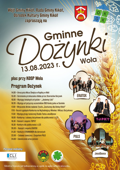 Zaproszenie Dożynki Gmina Kikół 2023-plakat