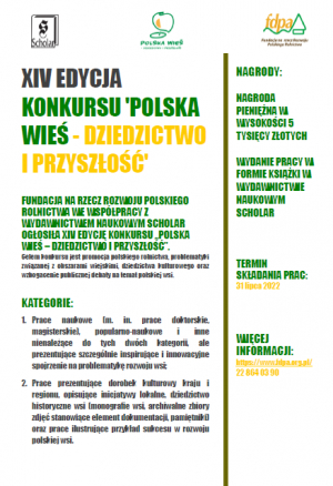 XIV EDYCJA KONKURSU &#039;POLSKA WIEŚ - DZIEDZICTWO I PRZYSZŁOŚĆ&#039;