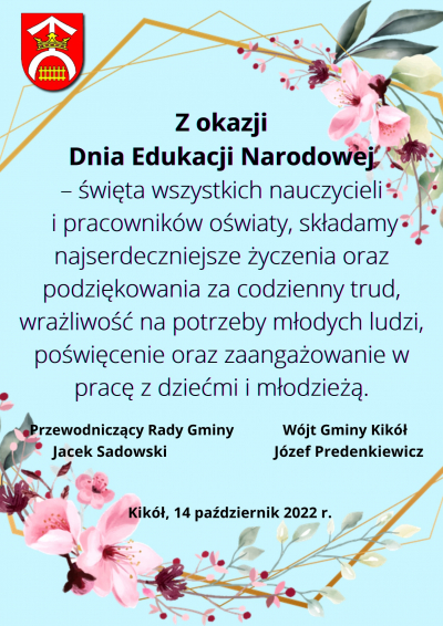 Życzenia z okazji Dnia Edukacji Narodowej