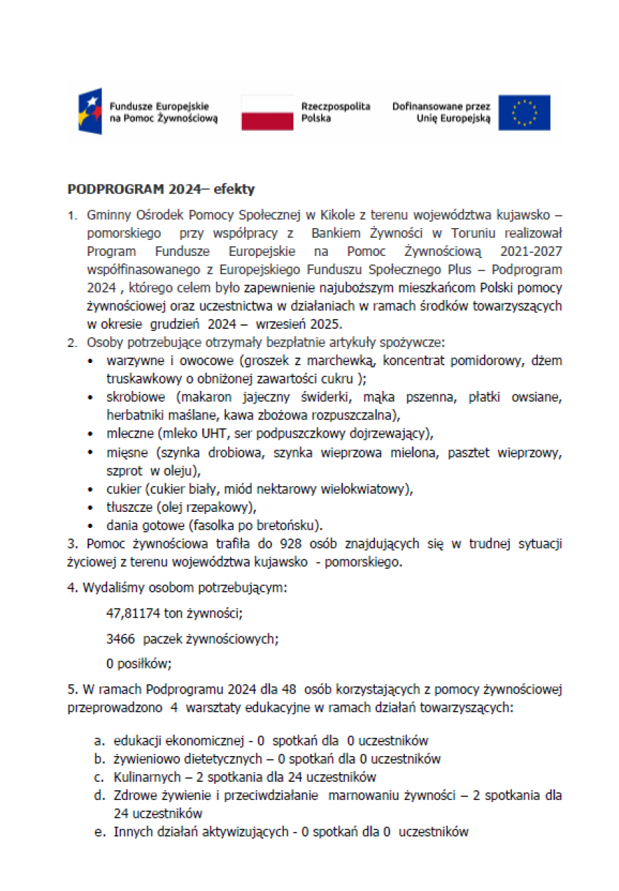 PODPROGRAM 2024– efekty