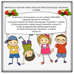Informacja w sprawie naboru dzieci do Klubu Dziecięcego „Poziomka”  w Kikole