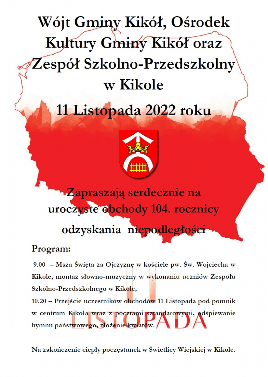 Obchody 11 listopada w Gminie Kikół - plakat