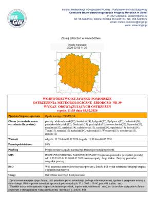 OSTRZEŻENIA METEOROLOGICZNE ZBIORCZO NR 39