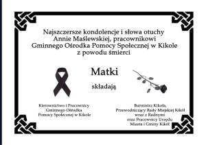 Kondolencje dla Anny Maślewskiej