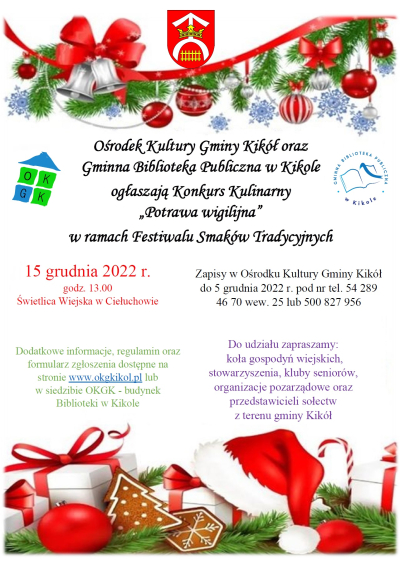 Festiwal Smaków Tradycyjnych Konkursu Kulinarnego „Potrawa wigilijna” - plakat