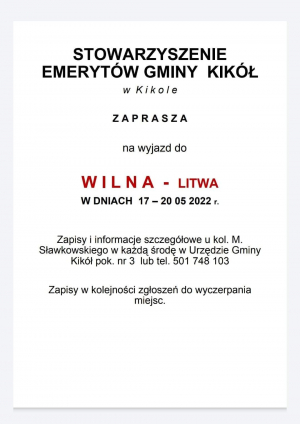 Informacja o wycieczce