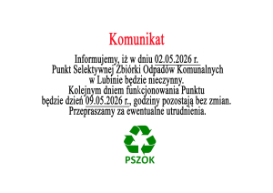 Zmiana organizacji pracy PSZOK-u w Lubinie