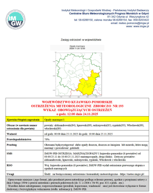 OSTRZEŻENIA METEOROLOGICZNE ZBIORCZO NR 193