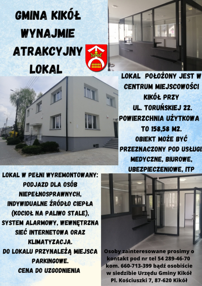 Ogłoszenie wynajem lokalu 