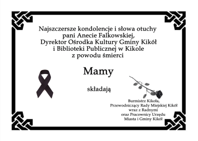 Kondolencje dla Anety Falkowskiej