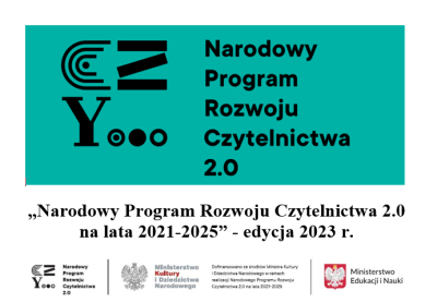 „Narodowy Program Rozwoju Czytelnictwa 2.0 na lata 2021-2025” - edycja 2023 r. -logo