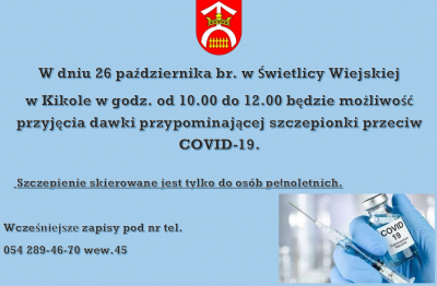 możliwość przyjęcia dawki przypominającej szczepionki przeciw COVID-19 -plakat