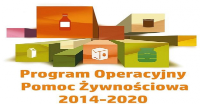 na zdjęciu napis Program Operacyjny Pomoc Żywnościowa 2014-2020 i obrazki żywności.