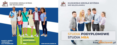 ofertę edukacyjną Uczelni Kujawska Szkoła Wyższa we Włocławku plakat