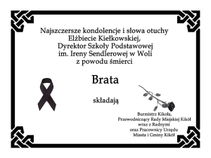 Kondolencje dla Elżbiety Kiełkowskiej