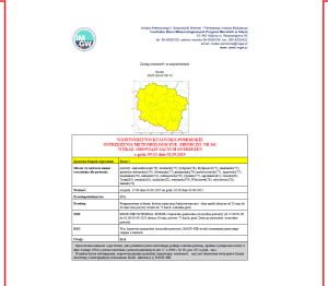 OSTRZEŻENIE METEOROLOGICZNE NR 161