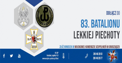 baner promocyjny 83. batalionu lekkiej piechoty w Grudziądzu