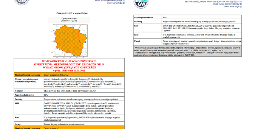 OSTRZEŻENIA METEOROLOGICZNE ZBIORCZO NR 16