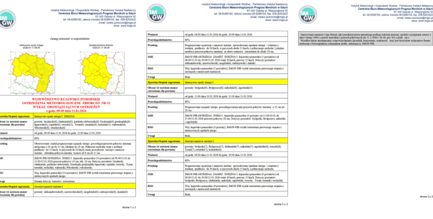 OSTRZEŻENIA METEOROLOGICZNE ZBIORCZO NR 13