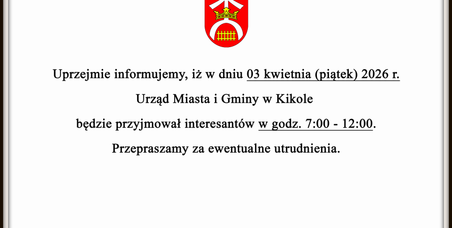 Zmiana organizacji pracy Urzędu Miasta i Gminy w...