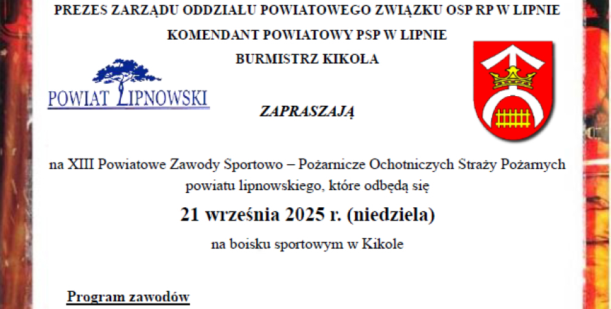 Zaproszenie na XIII Powiatowe Zawody...