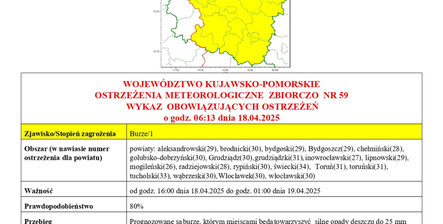 WOJEWÓDZTWO KUJAWSKO-POMORSKIE OSTRZEŻENIA...