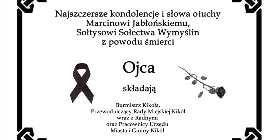 Kondolencje dla Marcina Jabłońskiego