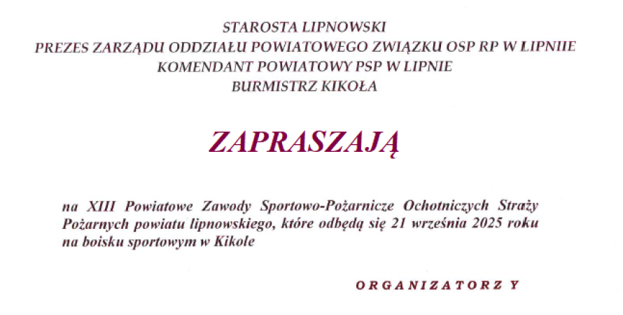 Zaproszenie na XIII Powiatowe Zawody...