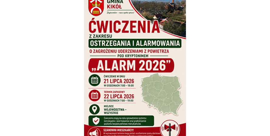 INFORMACJA O ĆWICZENIACH "ALARM 2026"