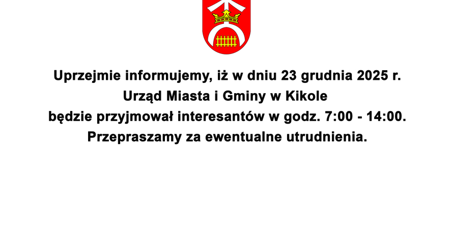 Zmiana organizacji pracy Urzędu Miasta i Gminy w...