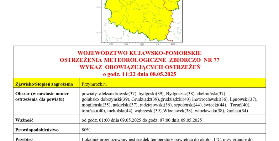 WOJEWÓDZTWO KUJAWSKO-POMORSKIE OSTRZEŻENIA...